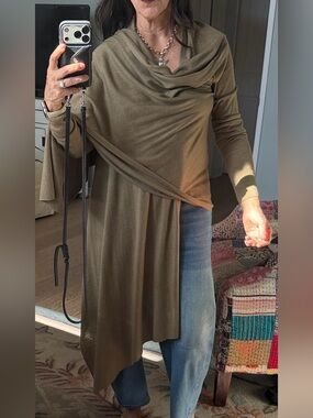 DKNY COZY khaki green Women's wrap Sweater